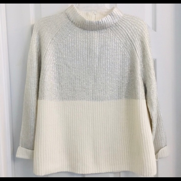 Chico's Sweaters - White/Silver pullover mock neck sweater